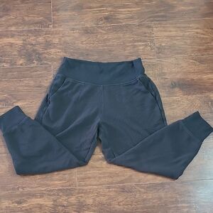 Athleta Black Wafle Jogger Sweatpants Elastic Waist Pockers Size Large